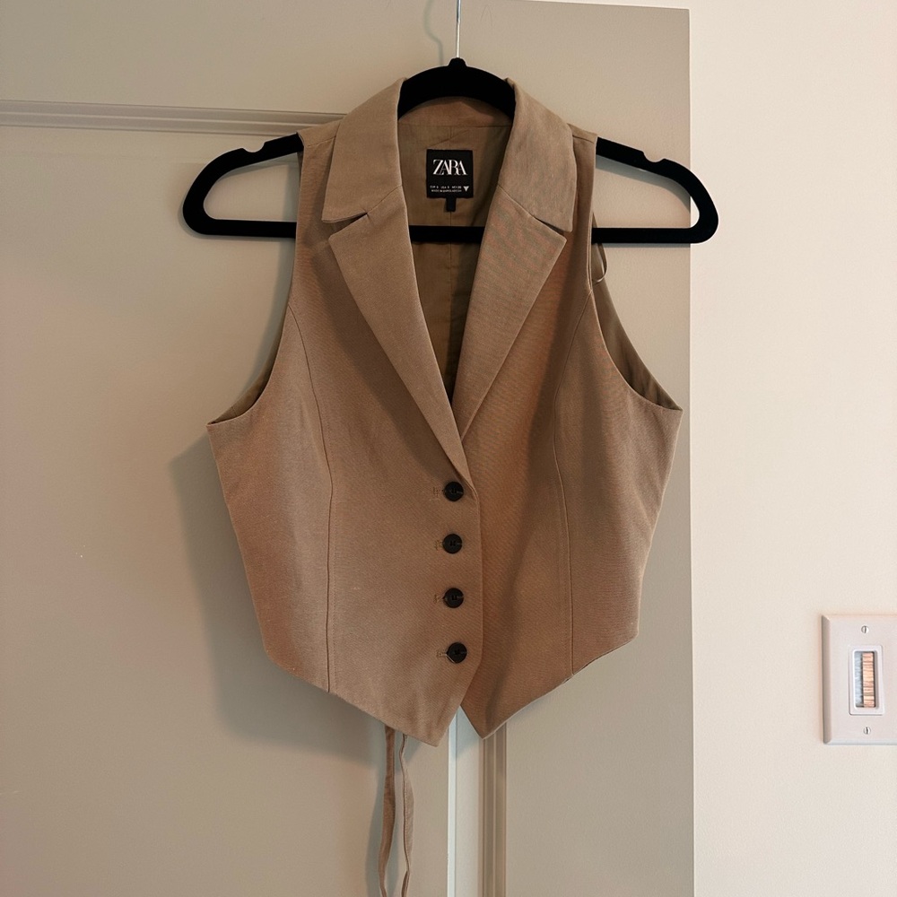 Zara backless khaki summer vest size S